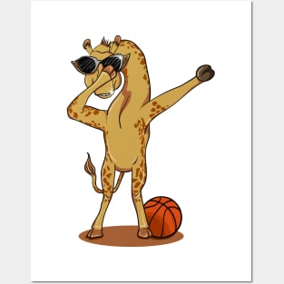 'Dabbing Giraffe Basketball' Funny Dabbing Gift Posters and Art